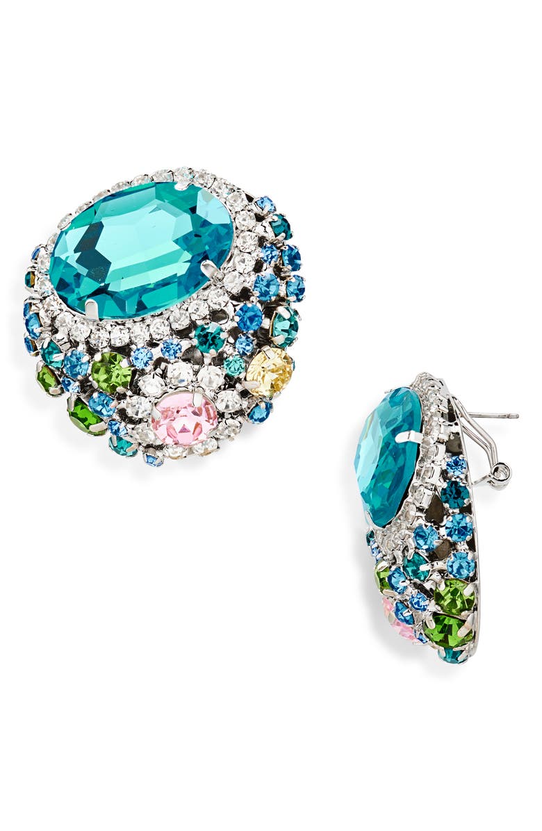 Area Crystal Cluster Stud Earrings, Main, color, 
