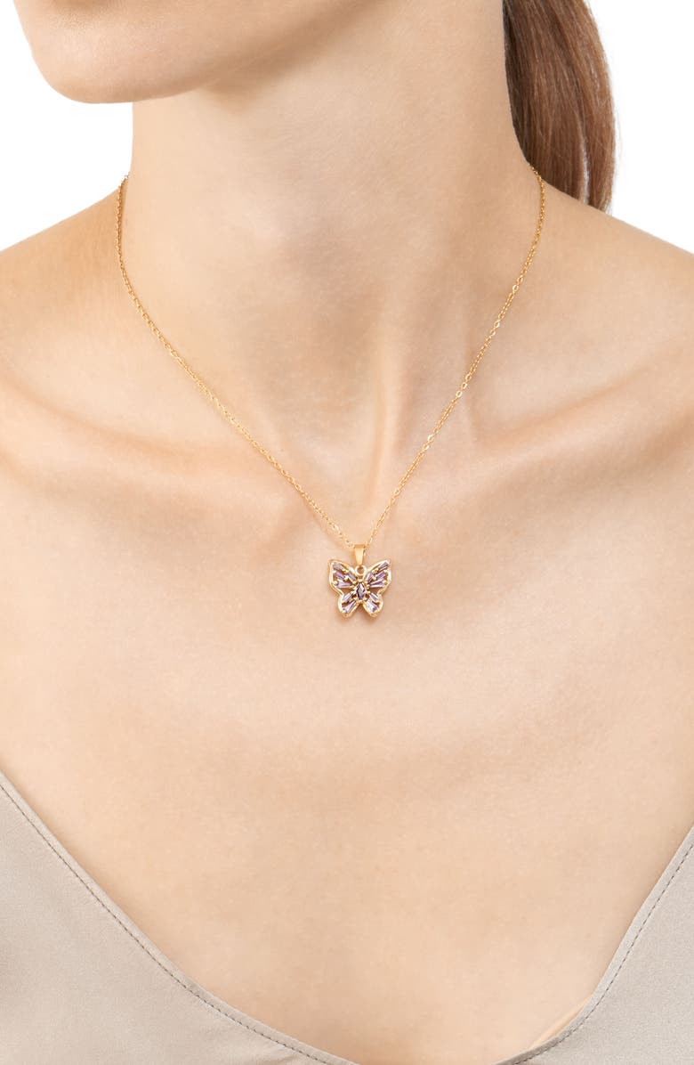 Adornia Water Resistant Crystal Butterfly Necklace, Alternate, color, 