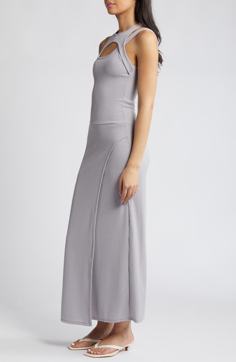 ASOS DESIGN Cutout Sleeveless Rib Dress, Alternate, color, 