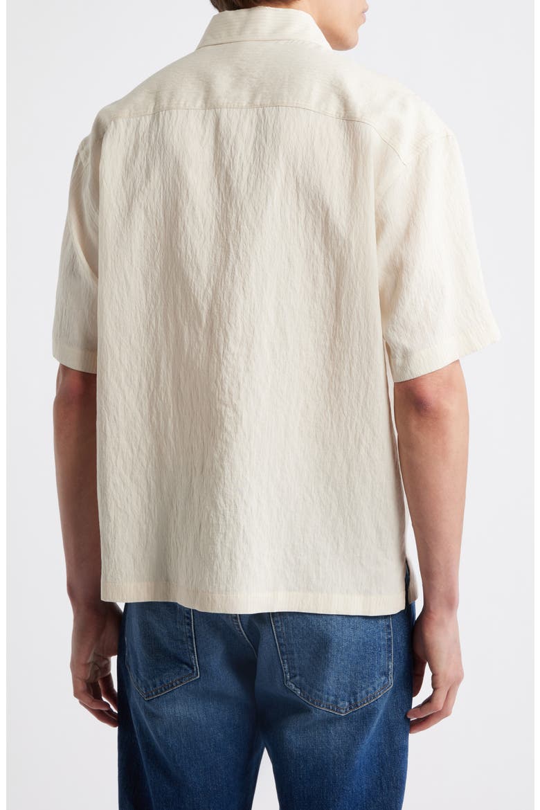 Textured Stripe Short Sleeve Button-Up Shirt, Alternate, color, NATURAL STRIPE