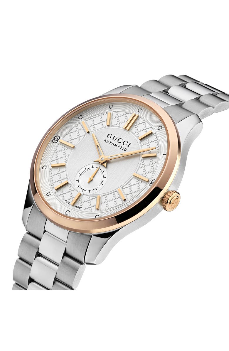 Gucci G-Timeless Slim Two-Tone Automatic Bracelet Watch, 40mm, Alternate, color, Silver