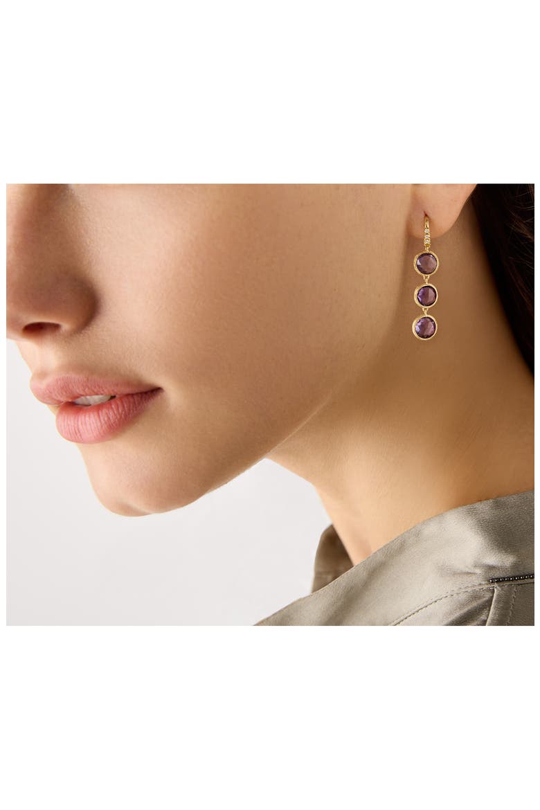 Jaipur Color Amethyst & Diamond Three-Drop Earrings, Alternate, color, GOLD
