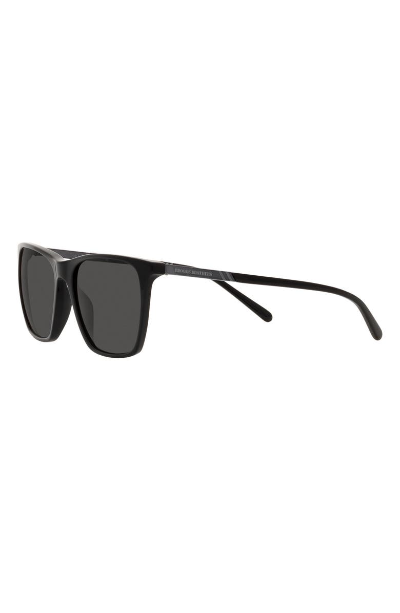 Brooks Brothers 56mm Square Sunglasses, Alternate, color, Black/ Grey