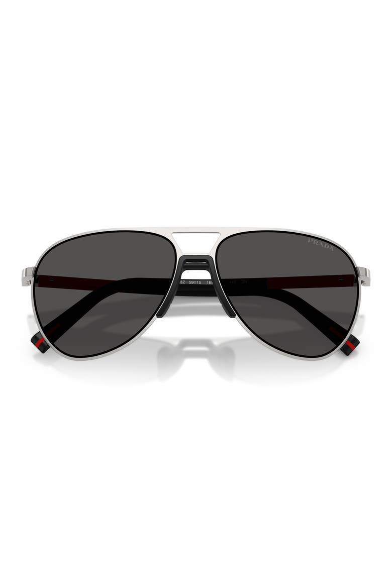 59mm Pilot Sunglasses, Alternate, color, SILVER / DARK GREY