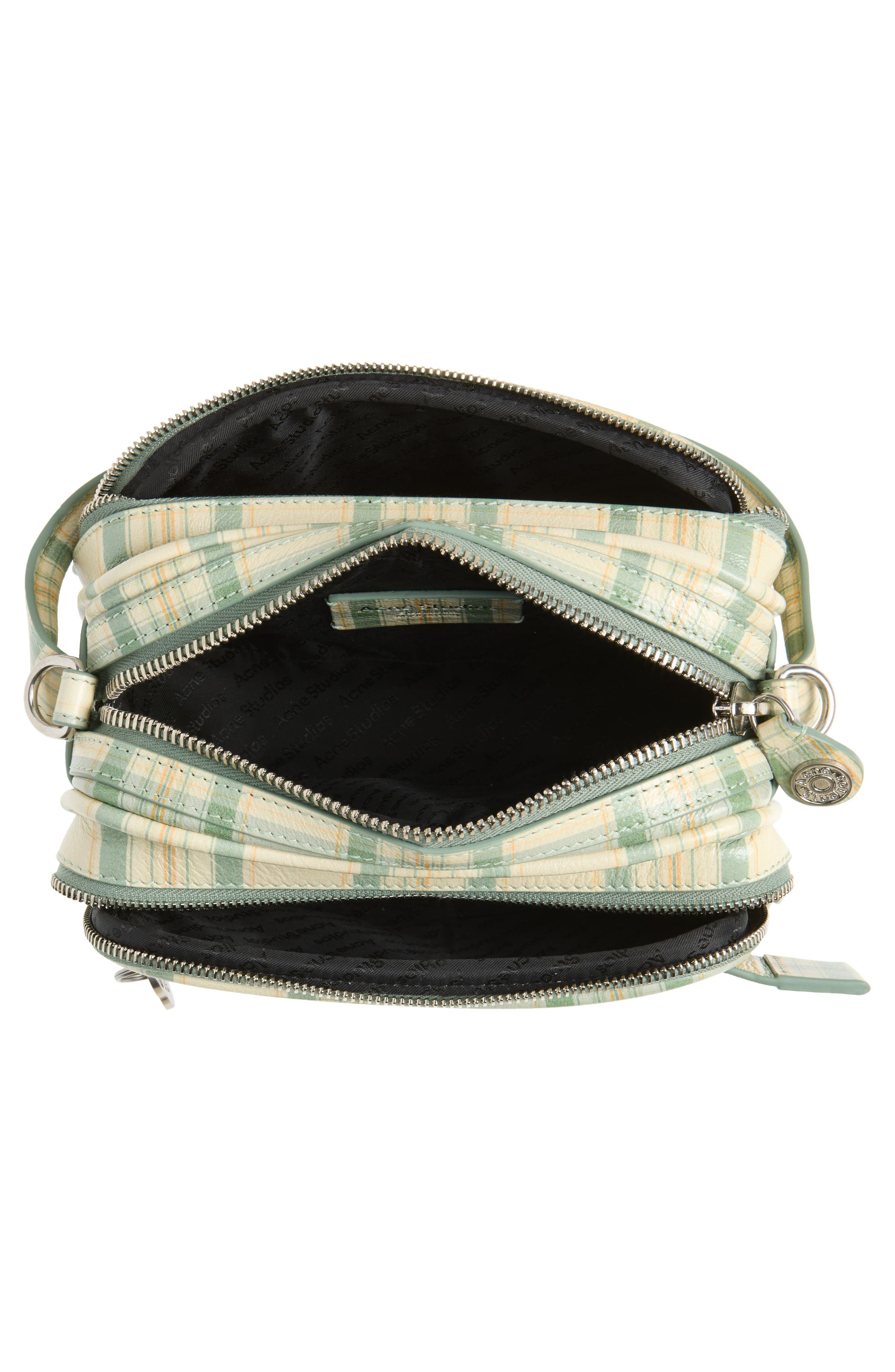 Acne Studios Camero Kit Check Crossbody Bag, Alternate, color, Green/ Orange