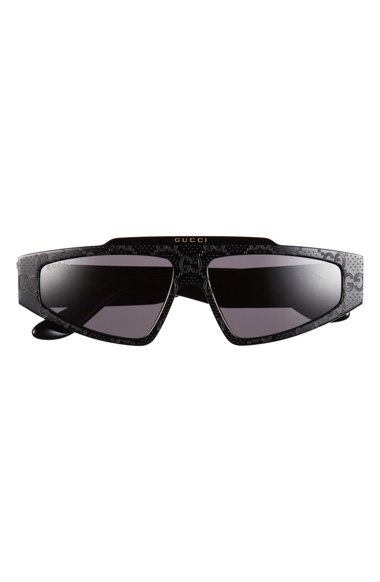 Gucci 58mm Rectangular Sunglasses, Main, color, Black Black Grey