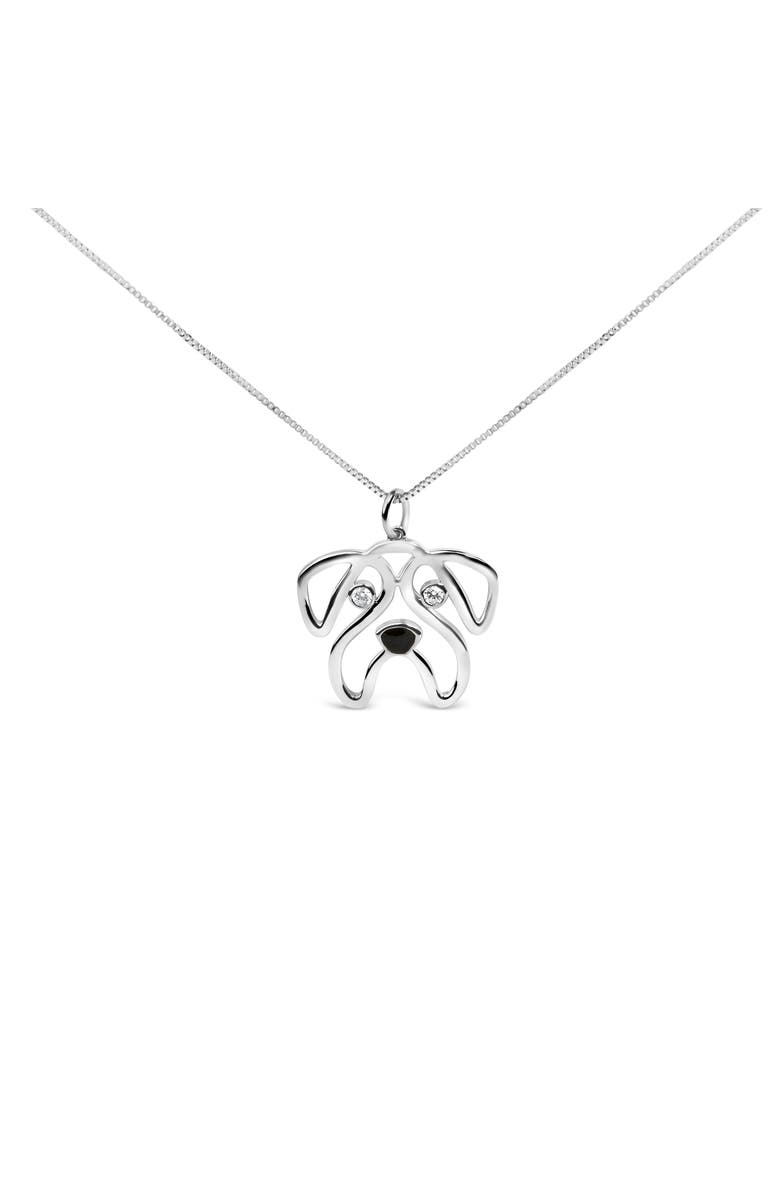 Haus of Brilliance Silver Diamond Accent Pug Dog Pendant Necklace, Alternate, color,