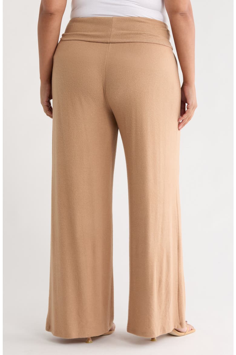 Foldover Knit Wide Leg Pants, Alternate, color, DARK TAUPE