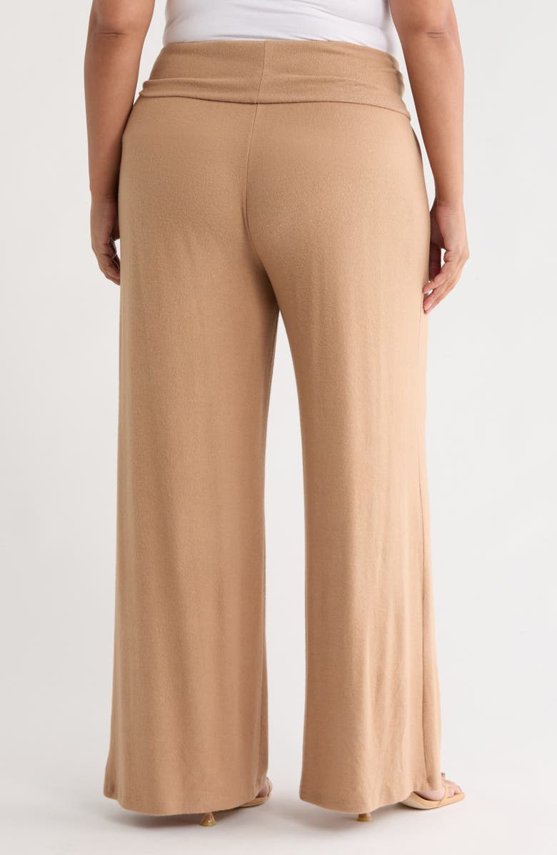 Renee C Foldover Knit Wide Leg Pants, Alternate, color, Dark Taupe