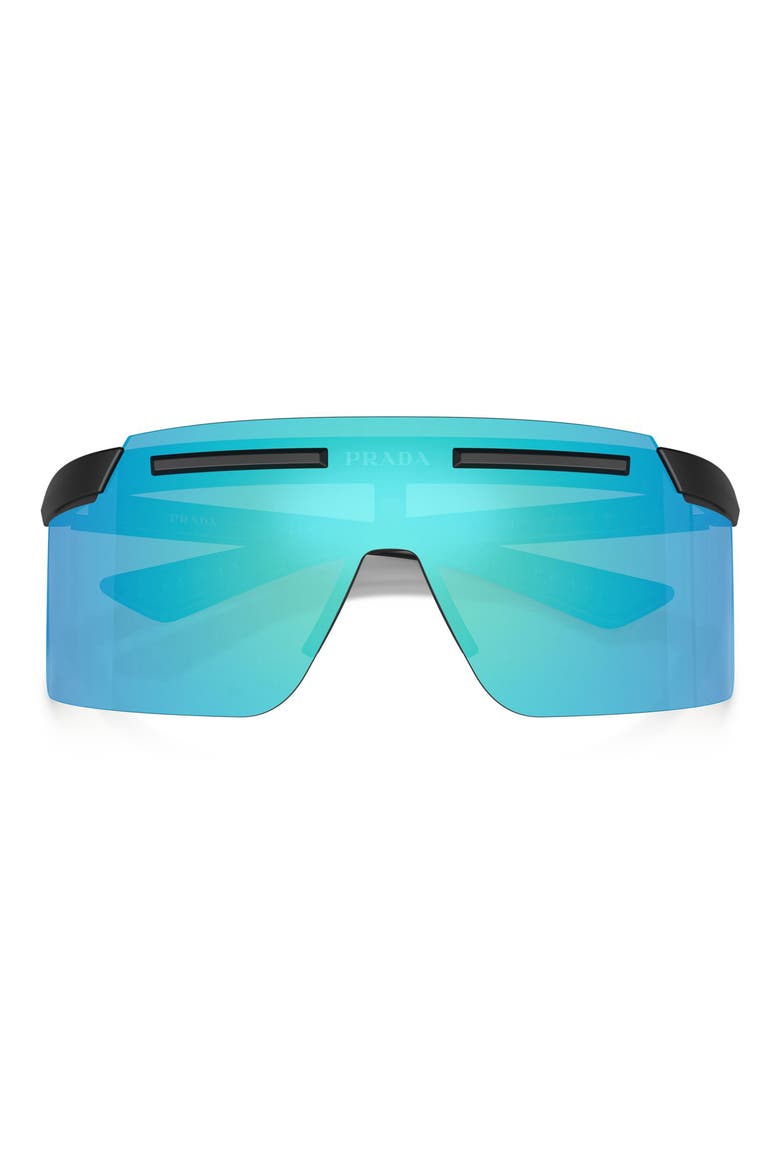 140mm Polarized Shield Sunglasses, Alternate, color, MATTE BLACK / LIGHT GREEN BLUE