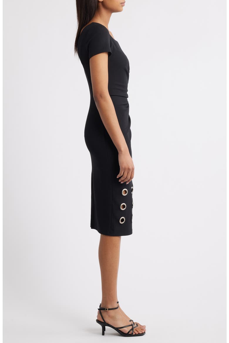 Marceline Grommet Sheath Dress, Alternate, color, BLACK