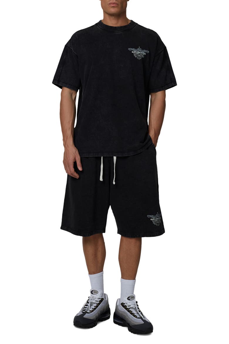 Oversized Eagle Shorts, Alternate, color, Black