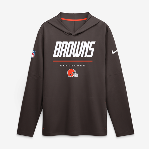Men's Nike Brown Cleveland Browns Sideline Game On Lightweight Long Sleeve Hooded Dri-FIT Top