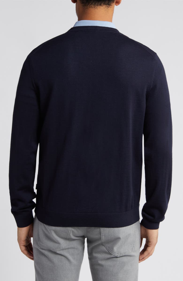 BOSS Mardon Virgin Wool Cardigan, Alternate, color, Dark Blue