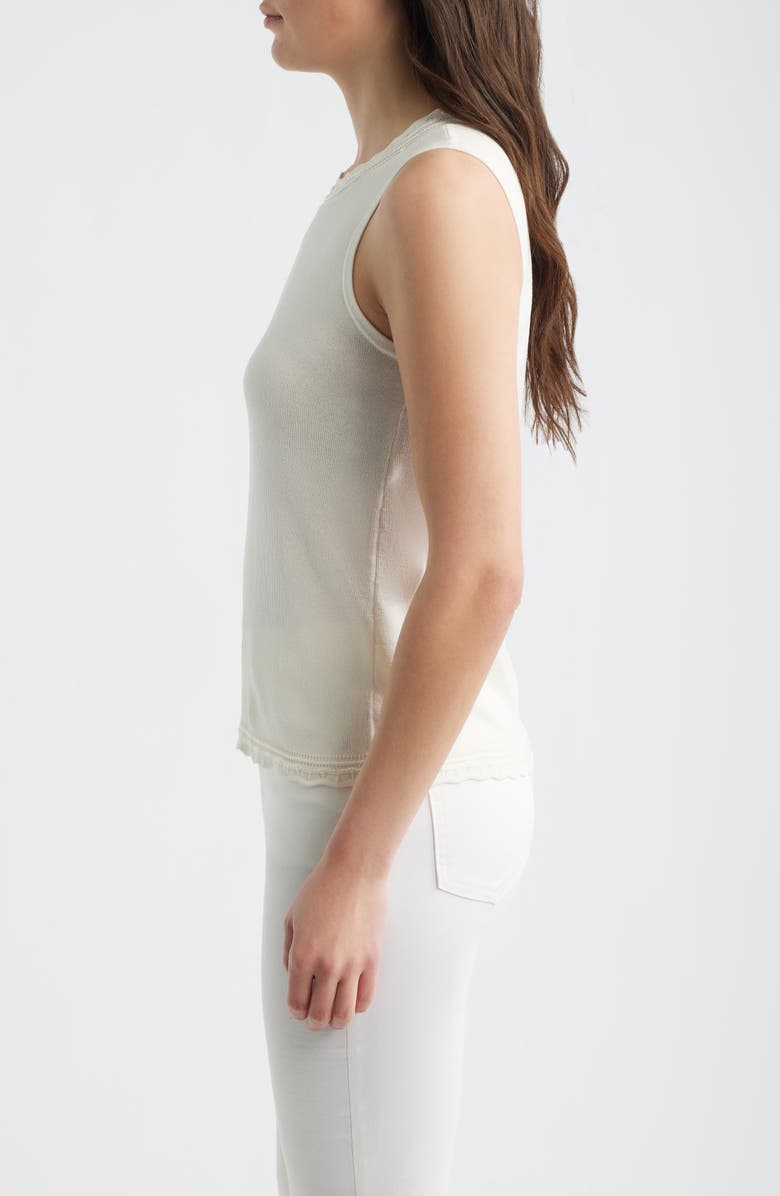 Anne Klein Scallop Trim Sleeveless Sweater, Alternate, color, White Dove