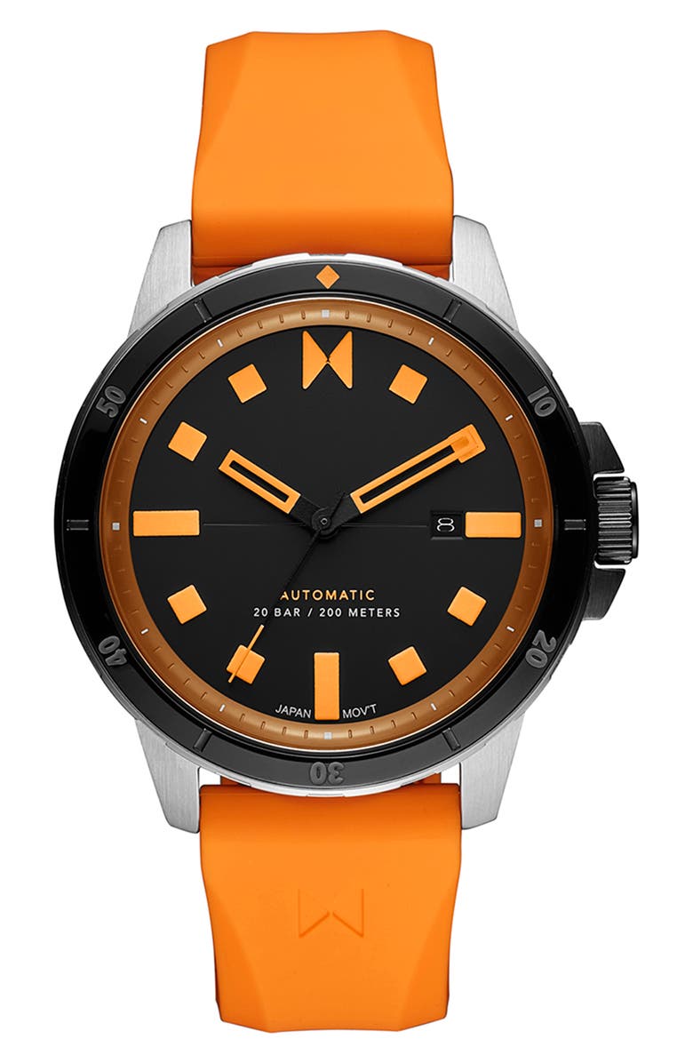 MVMT Minimal Sport Silicone Strap Automatic Watch, 45.5mm, Main, color,