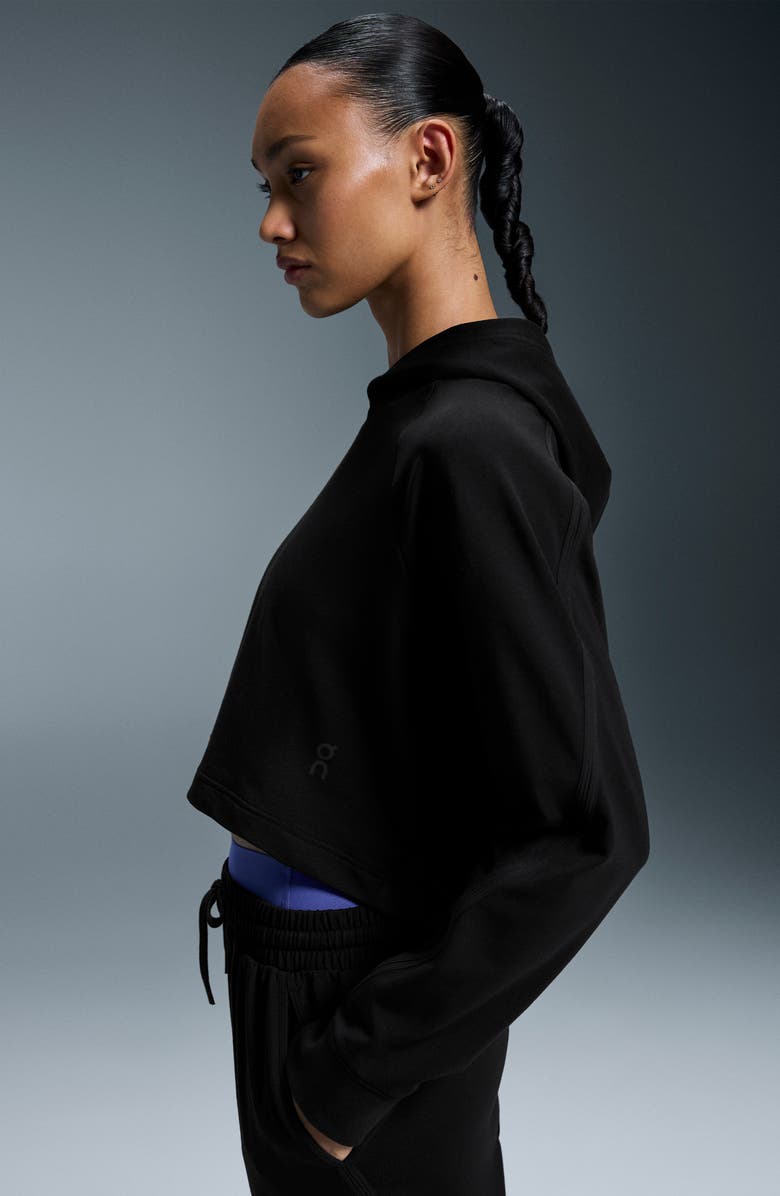 On Studio Crop Hoodie, Alternate, color, Black
