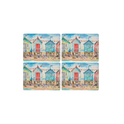 Beach Huts Set of 4 Cork Back Placemats