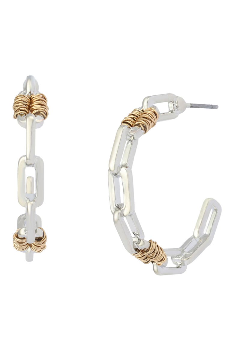 Paper Clip Hoop Earrings, Main, color, TWO TONE