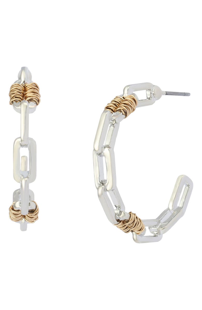 Robert Lee Morris Paper Clip Hoop Earrings, Main, color, Two Tone
