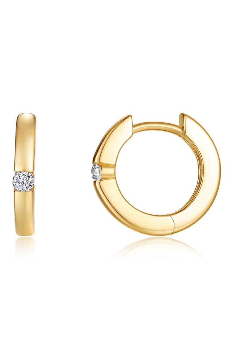 Kate Simulated Diamond Huggie Hoop Earrings, Main, color, GOLD