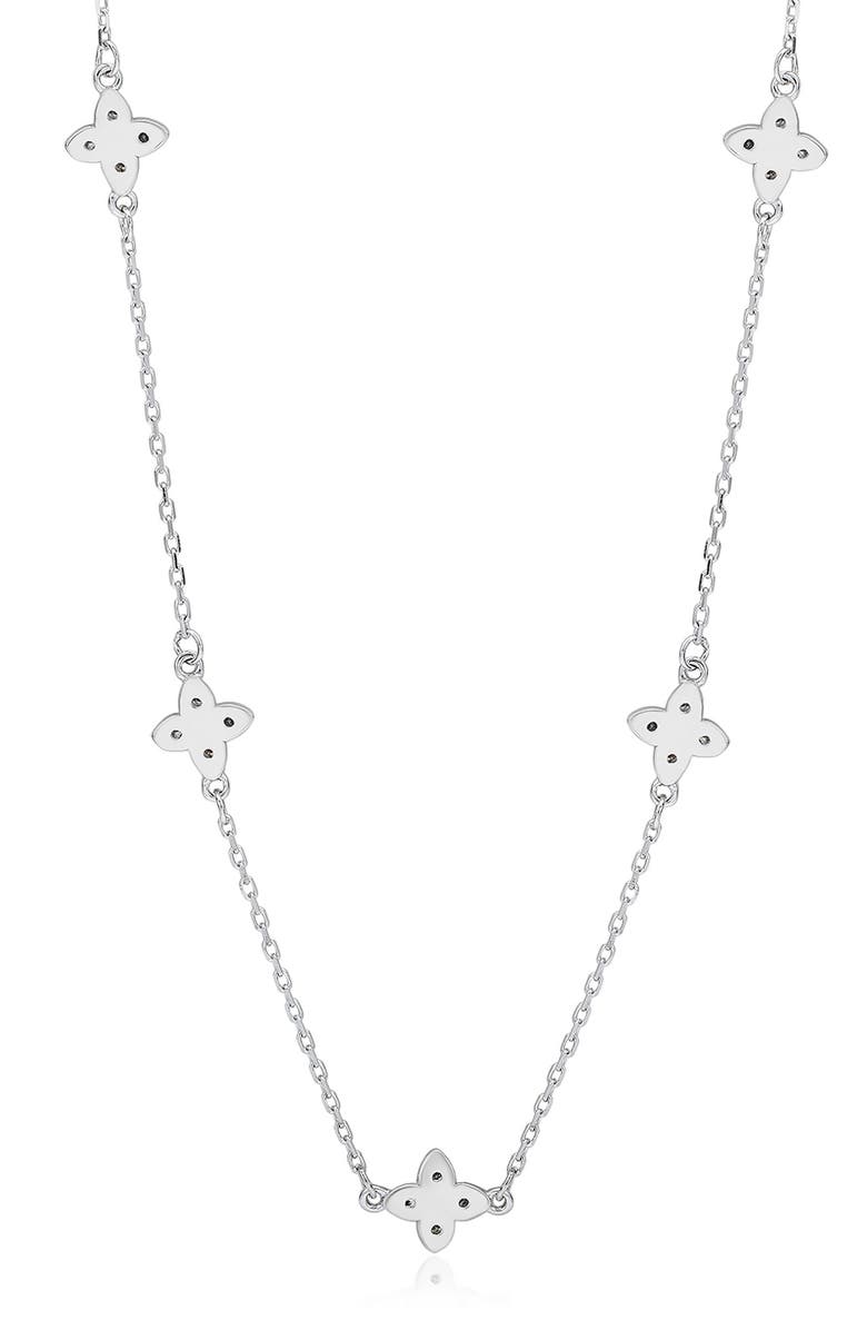 SUZY LEVIAN Cubic Zirconia Flower Station Necklace, Alternate, color, White