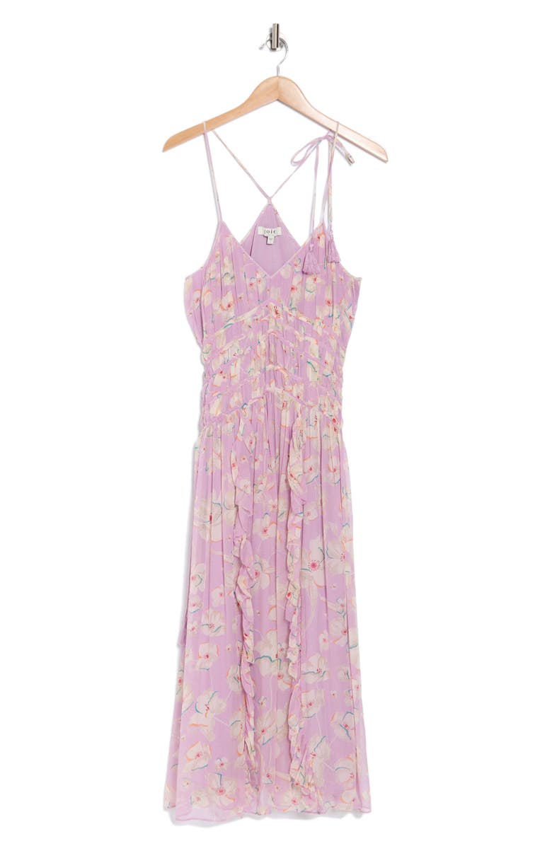 Joie Lyall Shirred Silk Gown, Alternate, color, Lavender Mist Multi