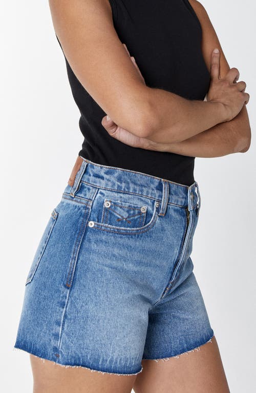 Unpublished Emma Raw Hem Denim Shorts In Pink
