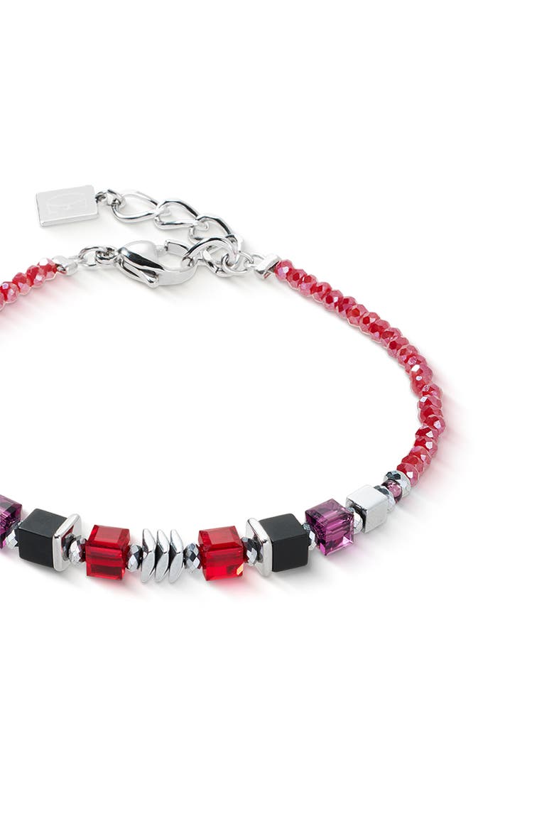 Wave Cube Flow Silver Bracelet, Alternate, color, Red