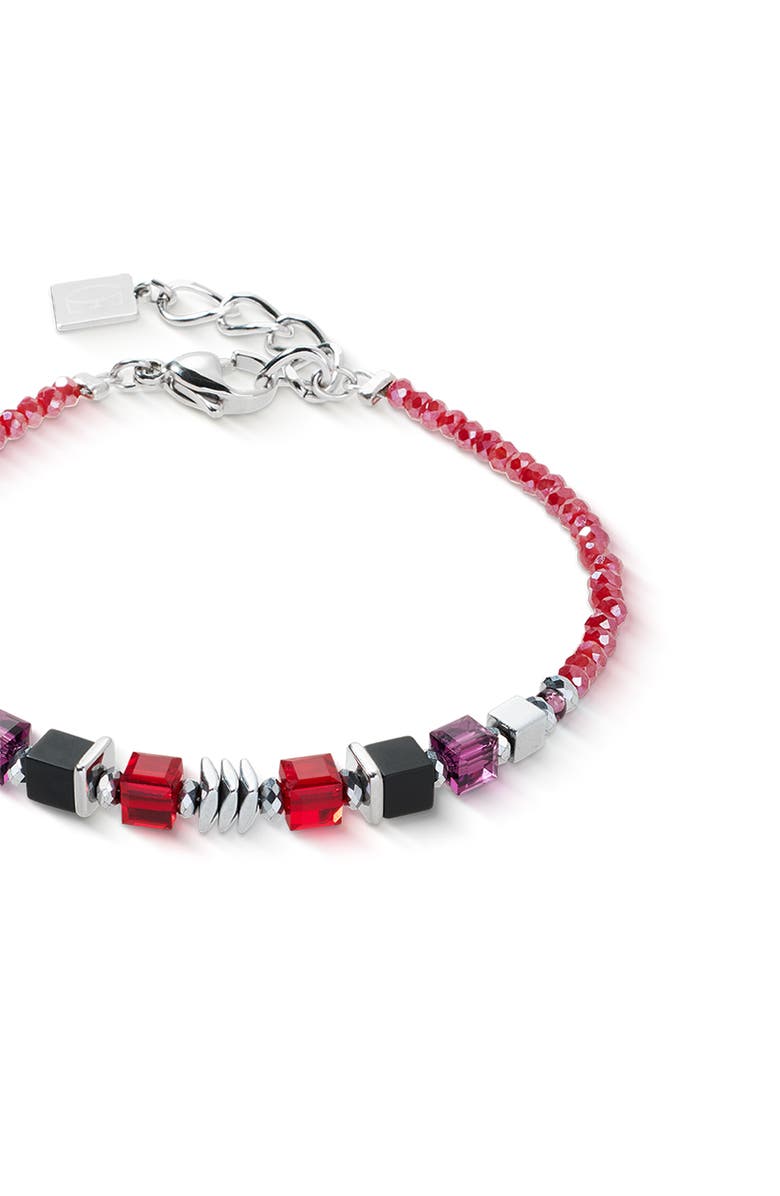 COEUR DE LION Wave Cube Flow Silver Bracelet, Alternate, color, Red