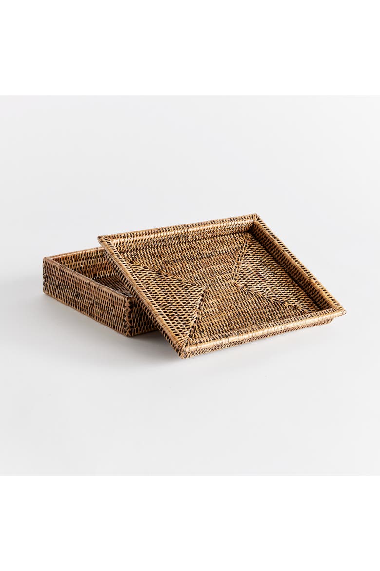 Burma Rattan Lidded Letter Storage Decorative Tray, Alternate, color, Brown