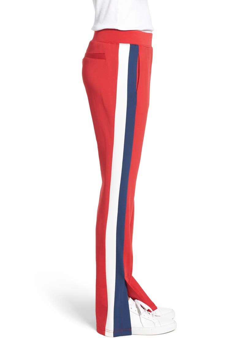 Stripe Scuba Knit Track Pants, Alternate, color, CANDY RED