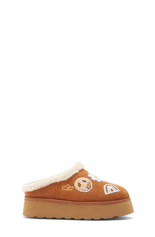 Harper Canyon Kids' Elyza Patchwork Faux Fur Lined Platform Slipper In Brown