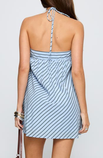 Moonlit Stripe Halter Minidress