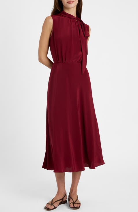 Petra Sleeveless Mock Neck Silk Midi Dress