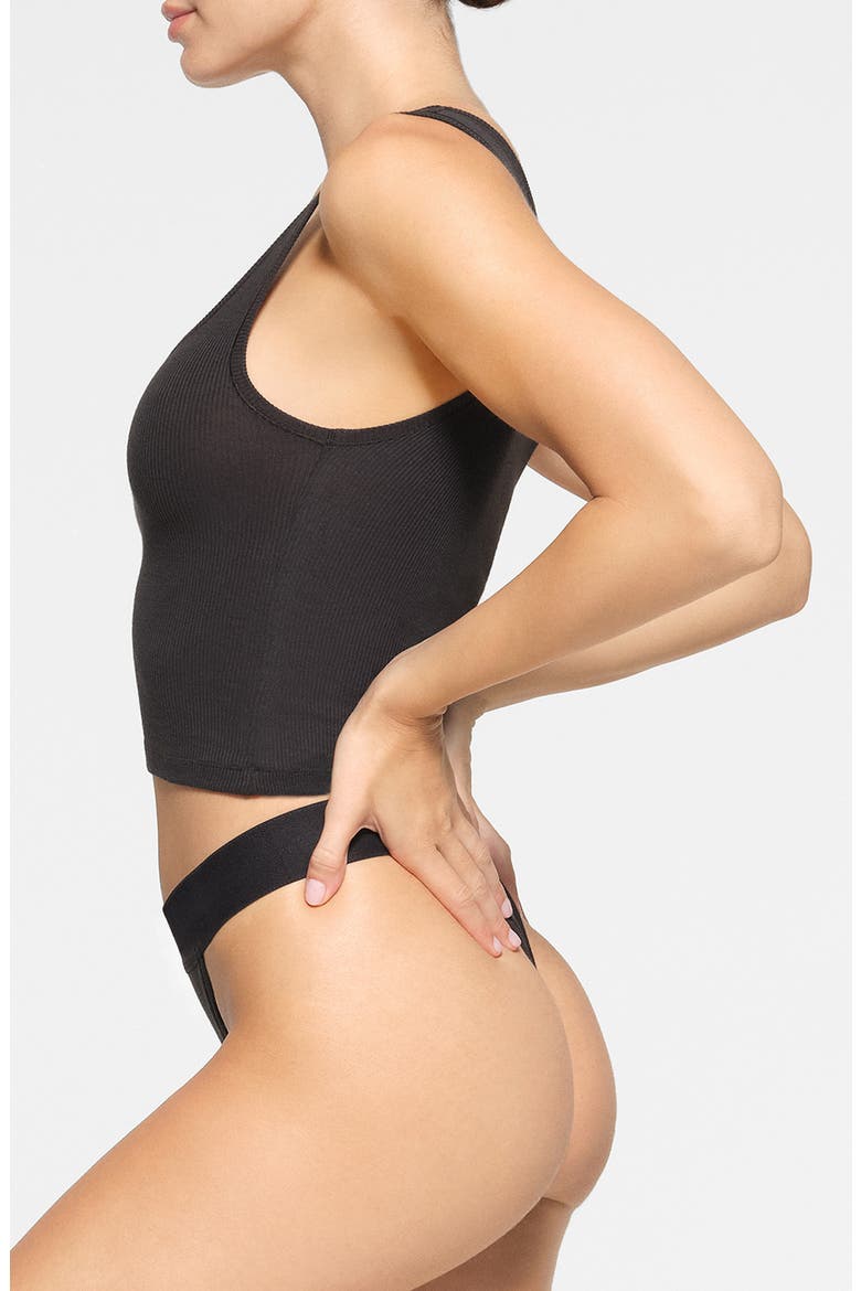 Stretch Cotton Rib Tank, Alternate, color, SOOT