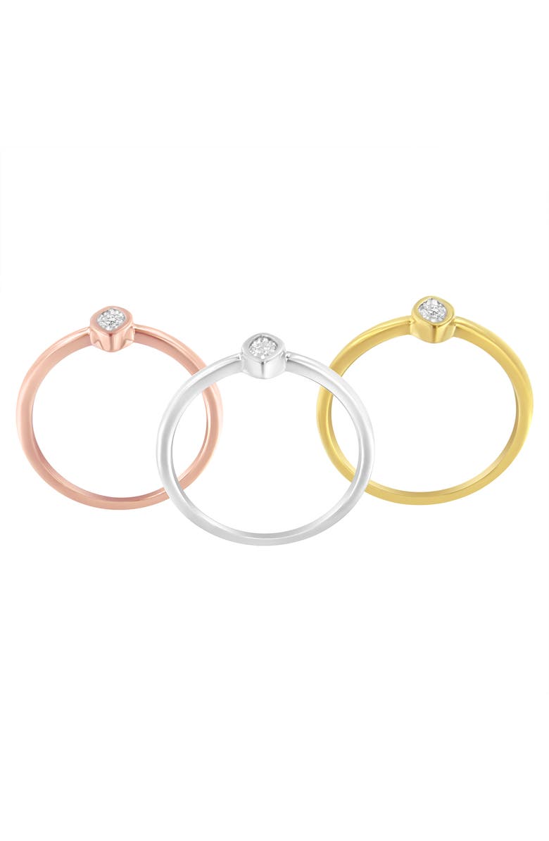 Haus of Brilliance 14K Gold Over Silver 1/6 Ctw Diamond Marquise Shape Stackable Promise Ring Set, Alternate, color, Yellow Gold Over Silver