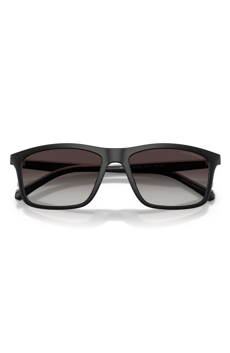 Emporio Armani 57mm Gradient Pillow Sunglasses, Alternate, color, Matte Black / Grey Gradient