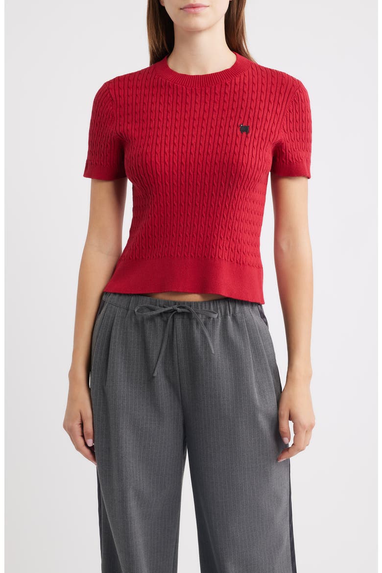 Sheep Cotton Cable Sweater, Main, color, RED