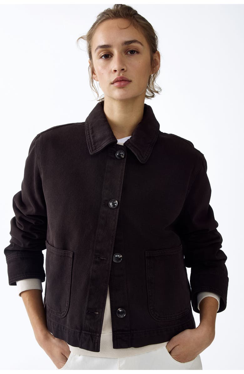 H&M Cotton Twill Shacket, Alternate, color, Dark Brown