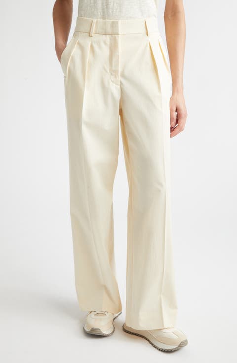 Cotton Gabardine Wide Leg Pants