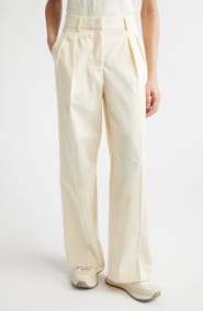 Moncler Cotton Gabardine Wide Leg Pants