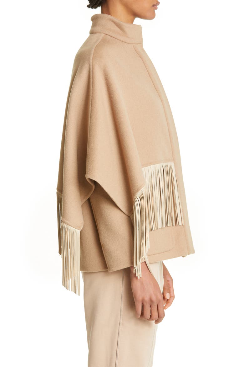 Double Muretto™ Cashmere Jacket with Leather Fringe, Alternate, color, N55-CAMEL