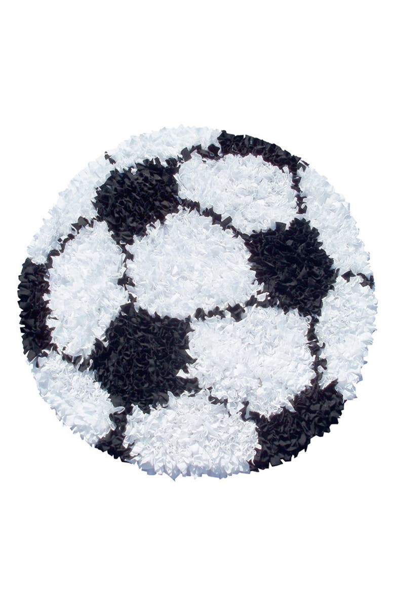 R16 HOME Shaggy Raggy Soccer Rug, Main, color, Black/ White