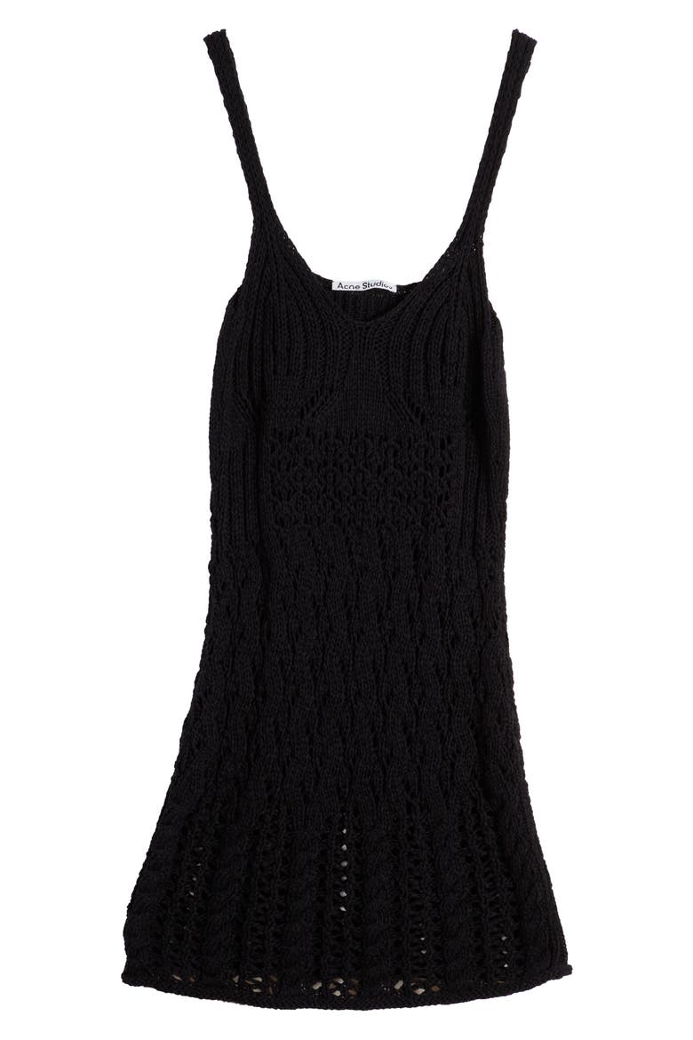 Studios Kamillo Open Stitch Cotton Sweater Minidress, Alternate, color, BLACK