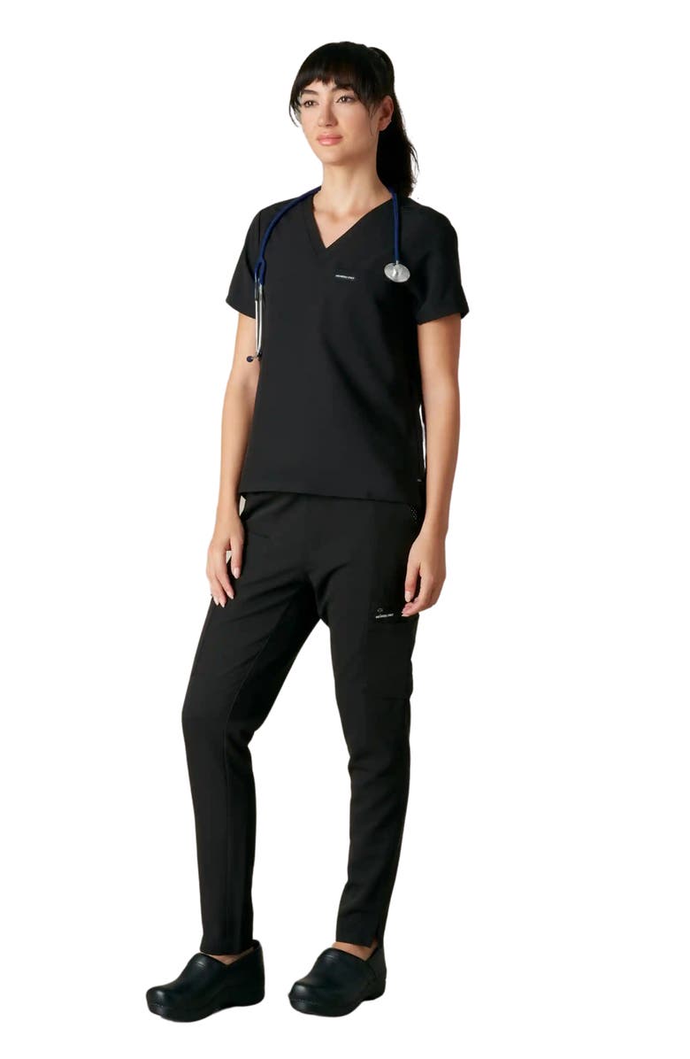 Members Only Bari 1-Pocket Scrub Top, Alternate, color, Black