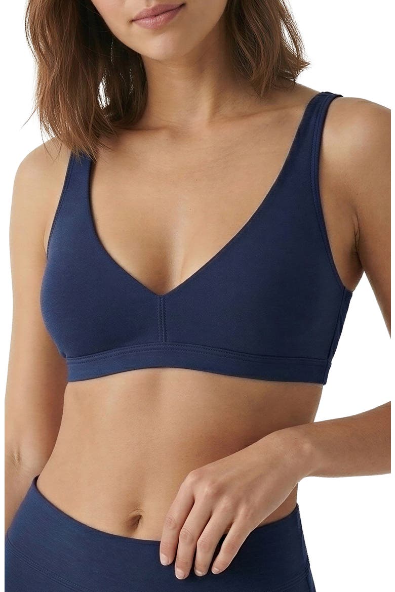 Soft Essential 3-Pack Everyday Cotton Bralettes, Main, color, CLAY/ NAVY/ BLACK