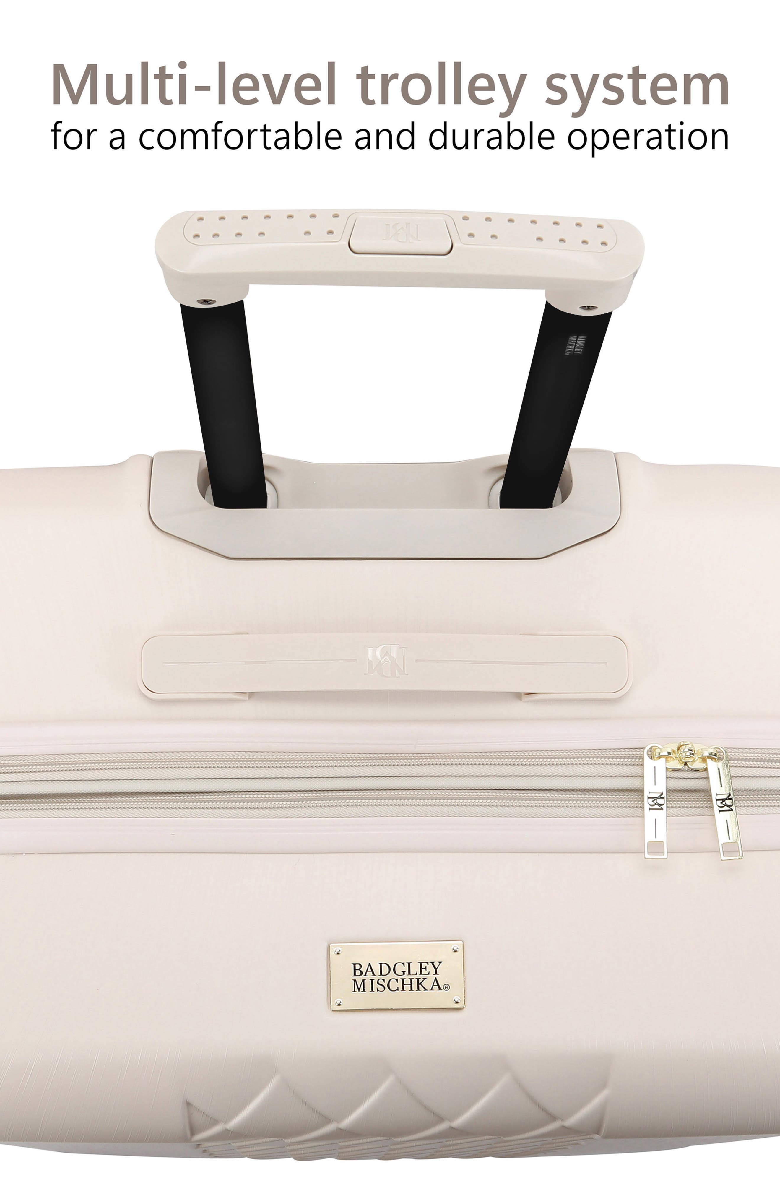 Badgley Mischka Collection Three-Piece Diamond Hardside Spinner Luggage Set, Alternate, color, Champagne