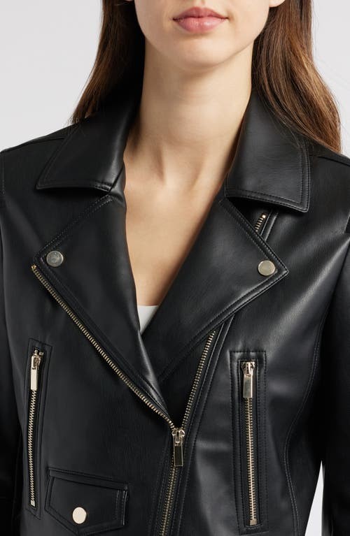 ANNE KLEIN ANNE KLEIN FAUX LEATHER MOTO JACKET 