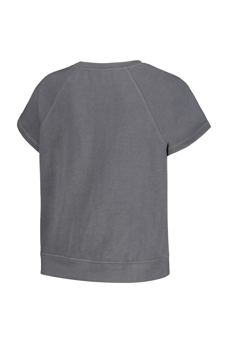 Women's The Wild Collective Gray Los Angeles Lakers Embroidered Fleece Raglan Short Sleeve Pullover Sweatshirt, Alternate, color, Gray